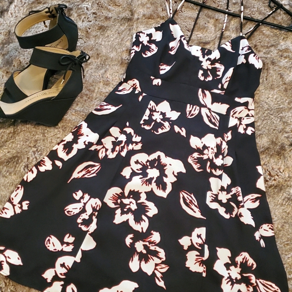 Womens Express strappy back cut out skater dress